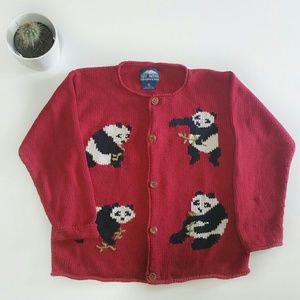 Panda hand knitted cardigan
